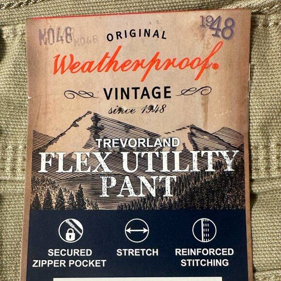 Weatherproof Vintage Trevorland Flex Utility Pant Size 34X32 Tan Relaxed Fit NEW - Picture 4 of 13